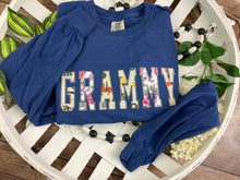 Load image into Gallery viewer, Mama sweatshirt from Baby clothes - Onsies /Mommy / Daddy/ Grandma - Fabric Keepsake Sweatshirts - Applique from baby clothes Nana, Mimi