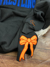 Load image into Gallery viewer, Add on item - Side Bows on sweatshirt made from Swaddle blanket or baby clothes, onesies, blankets, memory keepsake item.