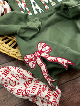 Load image into Gallery viewer, Add on item - Side Bows on sweatshirt made from Swaddle blanket or baby clothes, onesies, blankets, memory keepsake item.