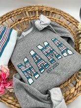 Load image into Gallery viewer, Curved Mama sweatshirt from Baby clothes - Onsies /Mommy / Daddy/ Grandma - Fabric Keepsake Sweatshirts - Applique from baby clothes Nana, Mimi