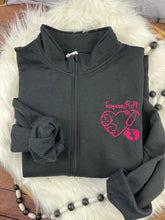 Load image into Gallery viewer, Nurse Quarter Zip sweatshirt or Full Zip hoodie from baby hospital swaddle Blanket- RN labor delivery Licensed Practical, CNA, - Jacket