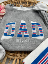 Load image into Gallery viewer, Curved Mama sweatshirt from Baby clothes - Onsies /Mommy / Daddy/ Grandma - Fabric Keepsake Sweatshirts - Applique from baby clothes Nana, Mimi