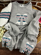 Load image into Gallery viewer, Nurse Bow sweatshirt with side bows from baby hospital swaddle Blanket-  RN labor delivery  Licensed Practical, CNA,  - Fabric Keepsake Sweatshirts - Applique