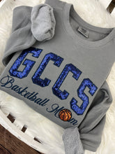 Load image into Gallery viewer, GCCS Basketball Mom Shirt | Navy Sequin GCCS | Basketball Mom Sweatshirt | Sequin Sports Mom Apparel | Custom School Spirit Wear Gloucester County Christian School