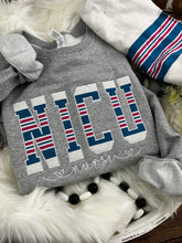 Load image into Gallery viewer, NICU Nurse sweatshirt from Baby Hospital Blanket - Labor and Delivery RN NICU - Fabric Keepsake Sweatshirts - Applique