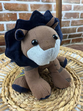 Load image into Gallery viewer, Memory Lion Keepsake Crafted From Clothing To Honor Loved Ones Or Celebrate Newborn Life With Optional Personalized Embroidery Upgrade