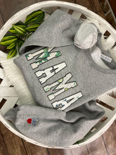 Load image into Gallery viewer, Mama sweatshirt from Baby clothes - Onsies /Mommy / Daddy/ Grandma - Fabric Keepsake Sweatshirts - Applique from baby clothes Nana, Mimi