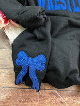 Load image into Gallery viewer, Add on item - Side Bows on sweatshirt made from Swaddle blanket or baby clothes, onesies, blankets, memory keepsake item.