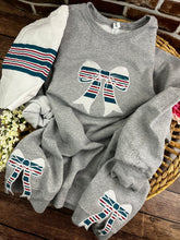 Load image into Gallery viewer, Nurse Bow sweatshirt with side bows from baby hospital swaddle Blanket-  RN labor delivery  Licensed Practical, CNA,  - Fabric Keepsake Sweatshirts - Applique