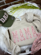 Load image into Gallery viewer, Mama sweatshirt from Baby clothes - Onsies /Mommy / Daddy/ Grandma - Fabric Keepsake Sweatshirts - Applique from baby clothes Nana, Mimi