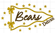 Load image into Gallery viewer, Jerzees Bears Pennant Flag Crewneck — Heather Oatmeal Gingham Applique