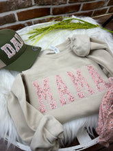Load image into Gallery viewer, Mama sweatshirt from Baby clothes - Onsies /Mommy / Daddy/ Grandma - Fabric Keepsake Sweatshirts - Applique from baby clothes Nana, Mimi