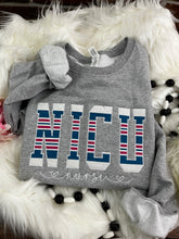 Load image into Gallery viewer, NICU Nurse sweatshirt from Baby Hospital Blanket - Labor and Delivery RN NICU - Fabric Keepsake Sweatshirts - Applique