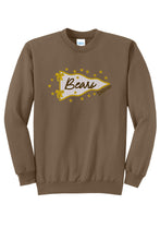 Load image into Gallery viewer, Jerzees Bears Pennant Flag Crewneck — Heather Oatmeal Gingham Applique