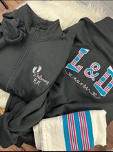Load image into Gallery viewer, Nurse L& D Quarter Zip sweatshirt or Full Zip hoodie from baby hospital swaddle Blanket- RN labor delivery Licensed Practical, CNA, - Jacket