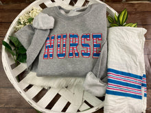 Load image into Gallery viewer, BULK ORDER of 10 or more - Nurse sweatshirt from Baby  - Hospital Blanket - Labor and Delivery RN NICU - Fabric Keepsake Sweatshirts - Applique