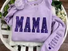 Load image into Gallery viewer, Mama sweatshirt from Baby clothes - Onsies /Mommy / Daddy/ Grandma - Fabric Keepsake Sweatshirts - Applique from baby clothes Nana, Mimi