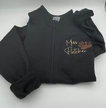 Load image into Gallery viewer, Personalized Bear Paw Embroidered Sweatshirt | Custom Teacher Jacket | Full Zip or Quarter Zip | Teacher Appreciation Gift