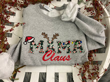 Load image into Gallery viewer, Mama Claus Merry Christmas Embroidery Appliqué Holiday Shirt- Comfort Colors