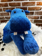 Load image into Gallery viewer, 2lbs -15lbs Weighted Hippo Stuffed Minky Animal Lap Pad -for Comfort, Special Needs, Sleep, Anxiety and Stress Relief - Custom Made
