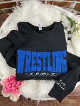 Load image into Gallery viewer, Wrestling Mom **Custom Glitter Embroidered Sports Mom Sweatshirt**