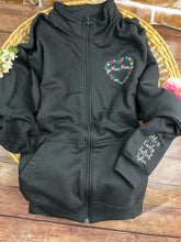 Load image into Gallery viewer, Personalized Grandma - MomMom Floral Flower Heart Grammy Embroidered 1/4 Zip-Up Sweatshirt or Full Zip Custom Gift Appreciation, Christmas,