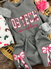 Load image into Gallery viewer, OB Tech Nurse sweatshirt with Side Bows Baby Hospital swaddle Blanket-  RN labor delivery  Licensed Practical, CNA,  Keepsake Sweatshirts