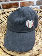 Load image into Gallery viewer, **Baseball Mom Hat Personalized Glitter Heart Cap Custom Name Number Adams Soft Ponytail Trucker Ollie Retro Adjustable Game Day Gift**