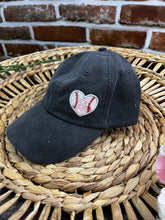 Load image into Gallery viewer, **Baseball Mom Hat Personalized Glitter Heart Cap Custom Name Number Adams Soft Ponytail Trucker Ollie Retro Adjustable Game Day Gift**