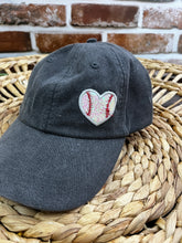 Load image into Gallery viewer, **Baseball Mom Hat Personalized Glitter Heart Cap Custom Name Number Adams Soft Ponytail Trucker Ollie Retro Adjustable Game Day Gift**