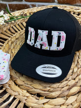 Load image into Gallery viewer, **Dad Mom Pop Embroidered Hat Custom Name Text Gift Swaddle Hospital Blanket Keepsake Newborn Baby Announcement Adjustable Cap Personalized**