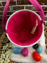 Load image into Gallery viewer, Personalized Easter Bunny Basket – Custom Embroidered Name - Pink, Blue, Green, Baby’s First Easter, Gift Basket, Egg Hunt Bag, Easter Decor