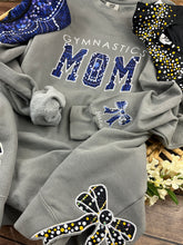 Load image into Gallery viewer, **Custom Gymnastics Mom Sweatshirt Embroidered Appliqué Leotard Memory Shirt Comfort Colors Jerzees Personalized Gift Cheer Dance Sports**