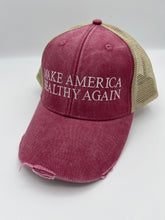 Load image into Gallery viewer, Make Anerica Healthy Again *** Embroidered Hat Personalized Text Font Thread Color Adjustable Adams xlDad Ponytail Trucker Cap Gift Business Logo Sports Team Name**