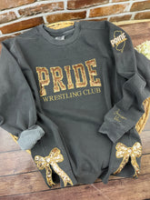 Load image into Gallery viewer, Custom PRIDE Wrestling Club Sweatshirt with Sequins | Personalized Team Spirit Shirt | Optional Sleeve Embroidery | Comfort Colors or Jerzees