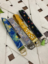 Load image into Gallery viewer, Cute Keychain Wristlet Key Fob - Paw Prints, Flowers, Butterflies