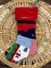 Load image into Gallery viewer, Memory Keepsake Christmas Stocking from Baby Clothes | Personalized Name Cuff | Quilted Patchwork Heirloom | Custom Handmade Gift