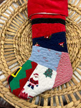 Load image into Gallery viewer, Memory Keepsake Christmas Stocking from Baby Clothes | Personalized Name Cuff | Quilted Patchwork Heirloom | Custom Handmade Gift