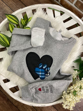 Load image into Gallery viewer, Dog   Or Cat sweatshirt from favorite clothes  Fabric Keepsake Sweatshirts - Applique from dogs favorite clothes, bandana, or blanket