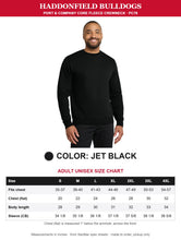 Load image into Gallery viewer, Jet Black Port & Company crewneck with size chart