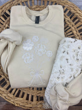Load image into Gallery viewer, Custom Memory Keepsake BRIDE, Custom Flower Bouquet Wedding Dress Appliqué Personalized Sweatshirt Anniversary Gift Clothing