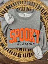 Load image into Gallery viewer, Spooky Season Halloween Sweatshirt – Orange Sequin Appliqué "SPOOKY" with Bats & Embroidered Detail | Jerzees or Comfort Colors Crewneck