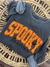 Load image into Gallery viewer, Spooky Season Halloween Sweatshirt – Orange Sequin Appliqué "SPOOKY" with Bats & Embroidered Detail | Jerzees or Comfort Colors Crewneck
