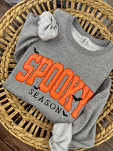 Load image into Gallery viewer, Spooky Season Halloween Sweatshirt – Orange Sequin Appliqué "SPOOKY" with Bats & Embroidered Detail | Jerzees or Comfort Colors Crewneck