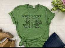 Load image into Gallery viewer, Sacrifice Like Esther T-Shirt - Faith-Inspired Bella Canvas Tee - Christian Women’s Graphic Shirt - Biblical Empowerment Apparel