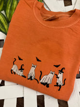 Load image into Gallery viewer, Super Cute Spooky Cat Ghosts - Halloween Embroidered Shirt - Mom - Grammy - Comfort Colors Embroidered - Mommy