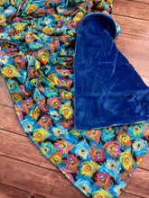 Load image into Gallery viewer, Peacock Feathers Weighted Blanket or Lap Pad Cotton Fabric - Toddler, Child, Teen, Adult -Dot Minky - Anxiety, Sleep.