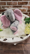 Load and play video in Gallery viewer, 2lbs -10lbs Weighted Elephant Stuffed Minky Animal Lap Pad -for Comfort, Special Needs, Sleep, Anxiety and Stress Relief - Custom Made