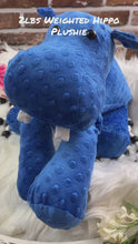 Load and play video in Gallery viewer, 2lbs -15lbs Weighted Hippo Stuffed Minky Animal Lap Pad -for Comfort, Special Needs, Sleep, Anxiety and Stress Relief - Custom Made