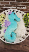 Load and play video in Gallery viewer, 2lbs -8lbs Weighted  Sea Horse Stuffed Minky Animal Plushie Lap Pad -for Comfort, Special Needs, Sleep, Anxiety and Stress Relief - Custom Made